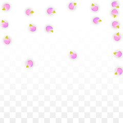 Vector Realistic Pink Petals Falling on Transparent Background.  Spring Romantic Flowers Illustration. Flying Petals. Sakura Spa Design. Blossom Confetti.