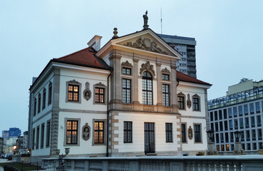 Fototapeta na wymiar House Chopin Museum in Warsaw in the evening. Poland