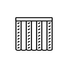 Black & white vector illustration of combi curtain shutter. Line icon of window vertical blind jalousie. Isolated object