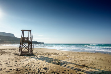 Lifeguard chair Crete Greece Europe