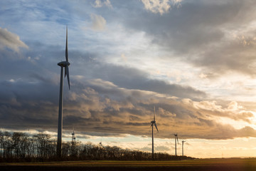 Windmills in sunset Austria