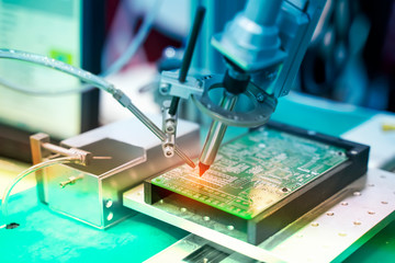 soldering iron tips of automated manufacturing soldering and assembly pcb board