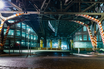  Under a elevated train, Under a elevated railway construction, Old bridge construction,...