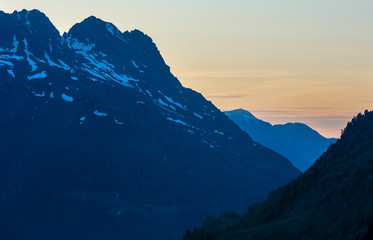 Fototapeta premium Sunset mountain landscape (Timmelsjoch, Austria )