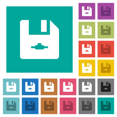 Network file square flat multi colored icons