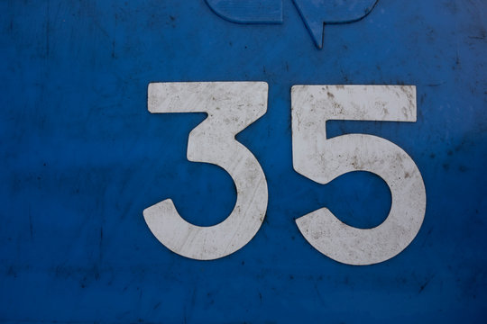 Written Wording in Distressed State Typography Found Number Thirty Five