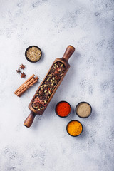 Indian Spices - Whole Spices and Powdered Spices - Vertical Image