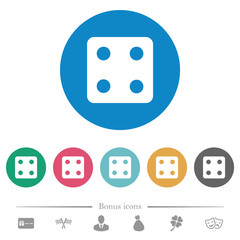 Dice four flat round icons