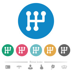 Manual shift flat round icons