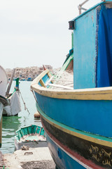 Fototapeta na wymiar Mediterranean traditional colorful boats in Malta