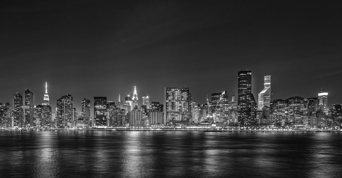 Black and White night Image of New York City