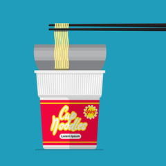 Spicy cup noodles vector flat design.