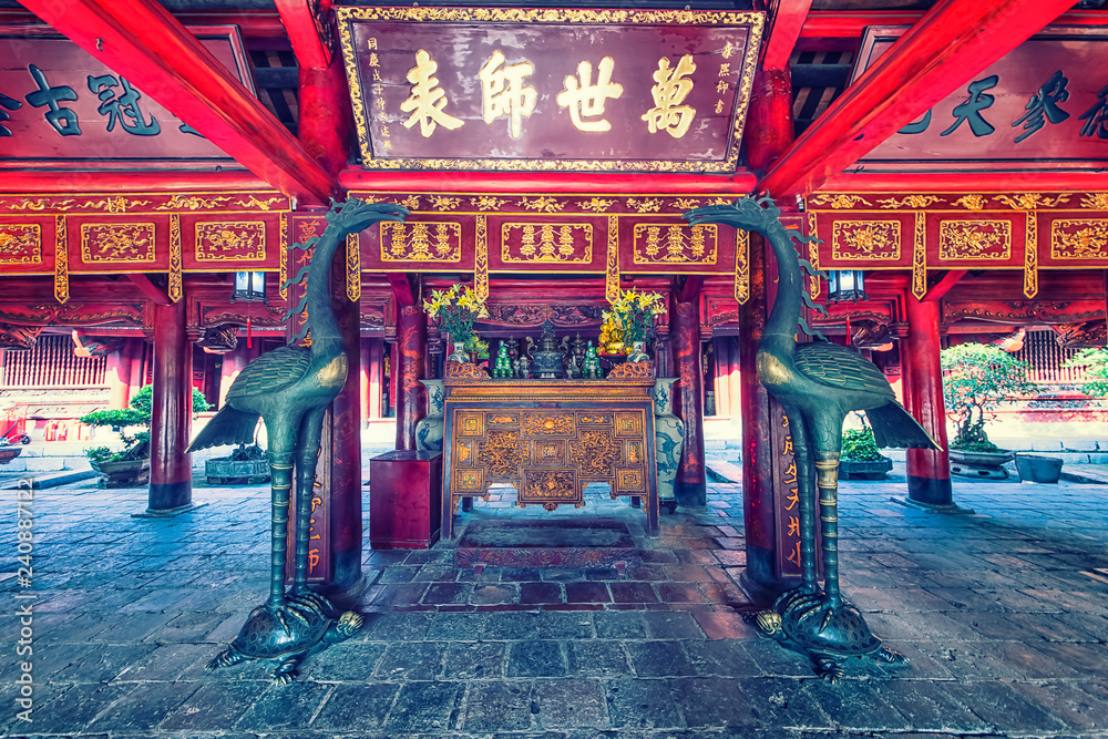 Poster temple of literature in hanoi, vietnam