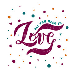 Obraz premium Hand sketched Love word. Vector. Lettering typography. Girl, woman fashion banner, print, design. Great for logo, badge, icon, card, poster, invitation template. 