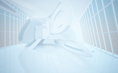 White smooth abstract architectural background. 3D illustration and rendering