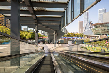 Obraz premium The mobile elevator is in the commercial center square,hangzhou,china