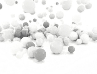 Abstract falling balls painting on white background