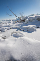 Frozen lake,. Armenia Sevan.