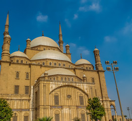 Fototapeta na wymiar Beautiful building of a Muslim mosque. Mosque of Mohammed Ali in Cairo.