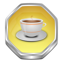 Button with a Cup of Coffee - 3D illustration