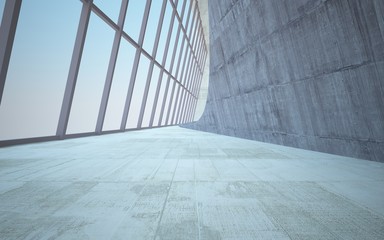 Obraz premium Empty dark abstract concrete and wood smooth interior. Architectural background. 3D illustration and rendering