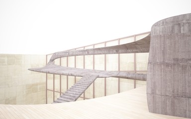 Obraz premium Empty dark abstract concrete and wood smooth interior. Architectural background. 3D illustration and rendering