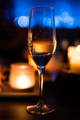 Glasses of wine on the table and light background
