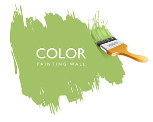 Vector realistic brush with paint on a wall