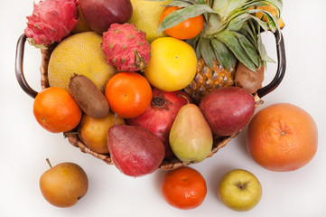 fresh fruits in a wicker basket