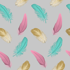 Wallpaper with feathers in soothing pastel colors