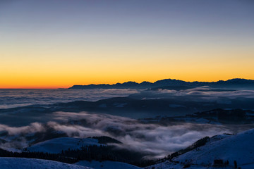 Sunset on Mount Grappa in Italy