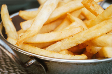 Golden French fries potatoes ready to be eaten