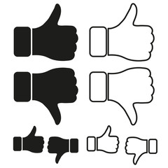 Like dislike icon flat. Black pictogram on white background. Vector illustration.