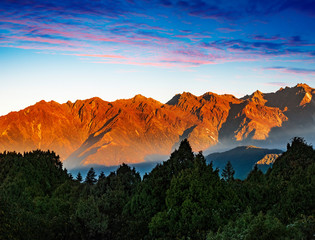 Nepal Helambu mountain range sunrise