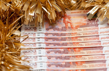 Russian banknotes on New Year's holiday