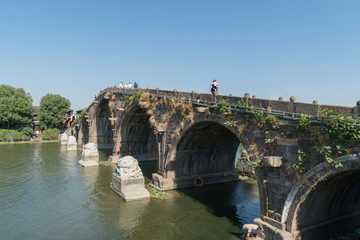 Obraz premium Tangxi ancient town,Stone Arch Bridge in Hangzhou Ancient Town, China