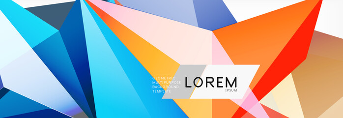 Triangle 3d polygonal art style. Future geometric design. Vector geometry futuristic illustration