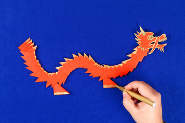 Diy Chinese lunar dragon of modular origami.