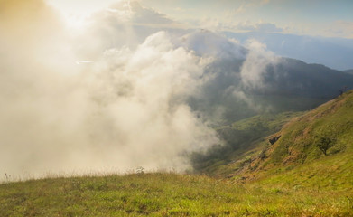 cloud and fog on top of the mountain at Monjong, Chiang Mai, Thailand