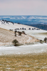 Snowy hills in the South Downs National Park near Lewes, in Sussex © lemanieh