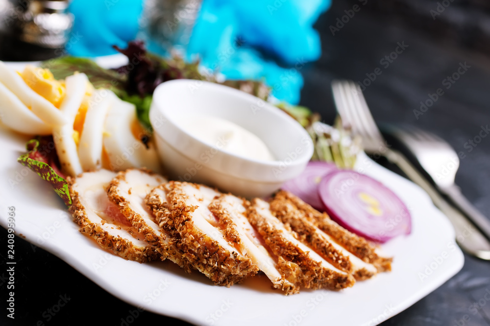 Canvas Prints chicken fillet on plate