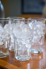 Ice in a clear tall glass
