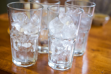 Ice in a clear tall glass