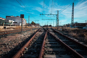 Fototapeta na wymiar Train tracks near a station