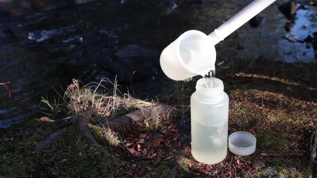 Water sampling containers for collecting bacteria and chemicals.