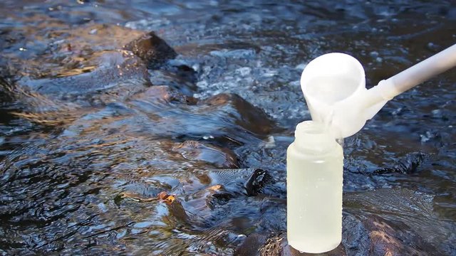Water sampling containers for collecting bacteria and chemicals.