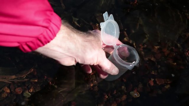 Water sampling containers for collecting bacteria and chemicals.