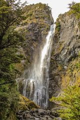 Devil's Punchbowl Waterfall in Arthur's Pass National Park, New Zealand