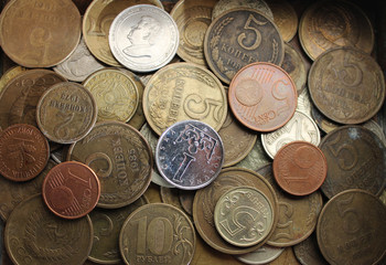 pile of old coins background