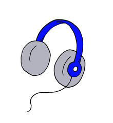 Illustration of a thick blue headphones